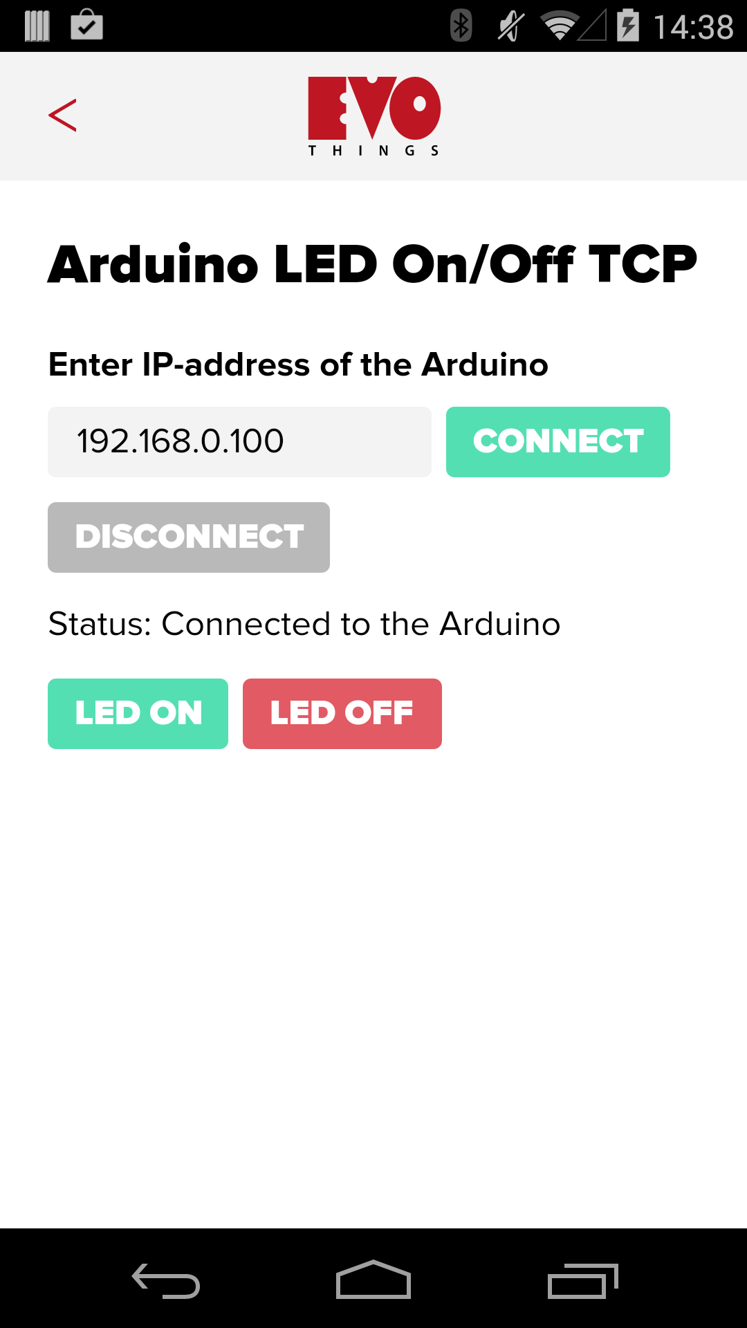 Arduino LED On/Off TCP