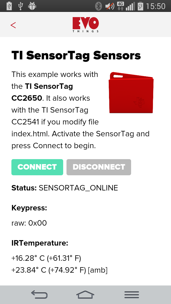 TI SensorTag Sensors